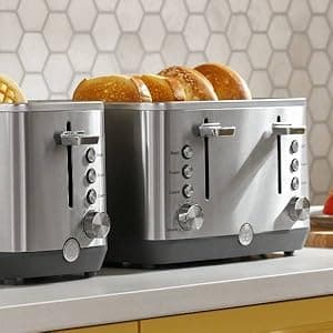 GE 2 Slice Stainless Steel Toaster, Extra Wide Slots for Toasting Bagels, Breads, Waffles & More, 7 Adjustable Shade Settings, Removable Crumb Tray, Countertop Kitchen Essentials, 850 Watts