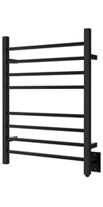 HEATGENE Towel Warmer, Compact Electric Towel Warmer for Small Bathroom, Wall-Mounted Electric Towel Racks, Plug-in/Hardwired Electric Towel Rails - Matte Black