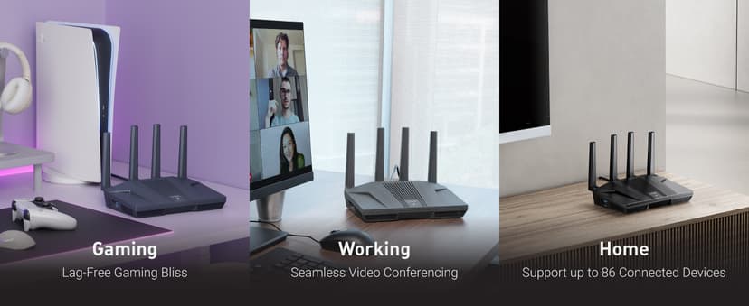 GL.iNet GL-MT6000 (Flint 2) WiFi 6 High Speed Gaming Routers for Wireless Internet, 2 x 2.5G Ethernet Ports for Fiber Optic Modem, Long Range Computer VPN WiFi Router, Home & Business