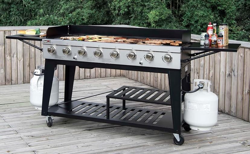 Royal Gourmet 8-Burner Gas Grill, 104,000 BTU Liquid Propane Grill, Independently Controlled Dual Systems, Outdoor Party or Backyard BBQ, Black