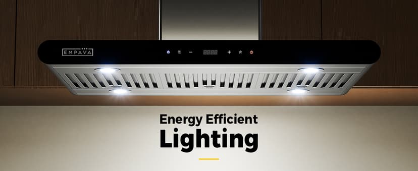 Empava 36 Inch Island Range Vent Hood Ceiling-Mount, Convertible Ducted/Ductless, 3-Speed Touch Control Timer, Stainless Steel Baffle, 4 LED Lights (Charcoal Filters Sold Separately)