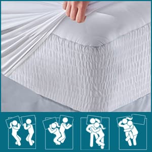 PlushDeluxe Premium Bamboo Mattress Protector – Queen Size, Waterproof, & Ultra Soft Breathable Noiseless Washable Bed Mattress Cover for Comfort & Protection - White