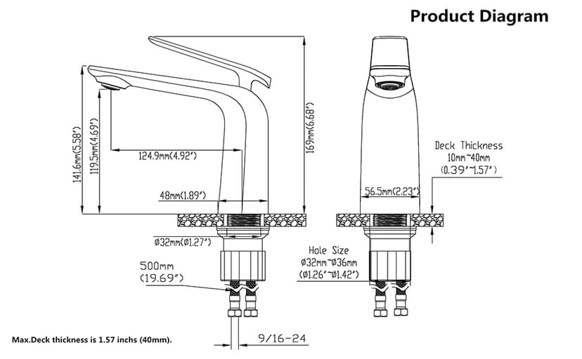 TOCALOCA 1 Handle Bathroom Faucet Brushed Nickel Sink Faucet, One Hole Bathroom Sink Faucet Modern Basin Mixer Taps, Premium Brass Vanity Faucet with Water Supply Hose