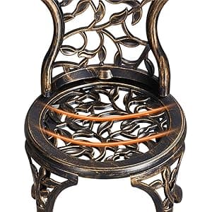 Yaheetech 3-Piece Outdoor Bistro Set w/Leaf Design, Rust-Resistant Cast Aluminum Table and Chairs for Balcony Backyard Garden