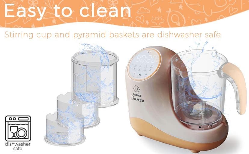 Baby Food Maker Chopper Grinder - Mills and Steamer 8 in 1 Processor for Toddlers - Steam, Blend, Chop, Disinfect, Clean, 20 Oz Tritan Stirring Cup, Touch Control Panel, Auto Shut-Off, 110V Only