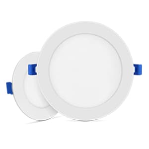 Meconard 4 Pack 4 Inch LED Recessed Ceiling Light with Junction Box, 3000K/4000K/5000K Selectable, 9W=75W 750LM, Dimmable Canless Downlights, ETL and Energy Star Listed