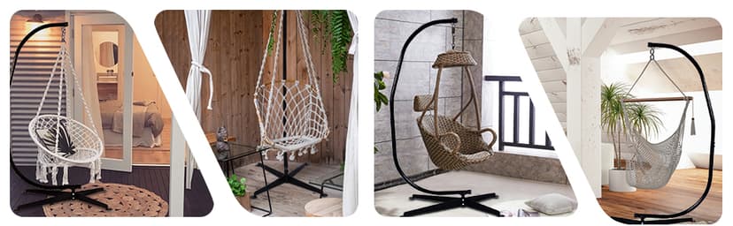 Giantex Hammock Chair Stand Only, Heavy Duty Steel C-Stand for Hanging Chair, 360° Rotation Egg Chair Stand W/Carabiner, 2" Diameter Steel Pipe, 81.5" H Stand for Swing Chair Outdoor Indoor