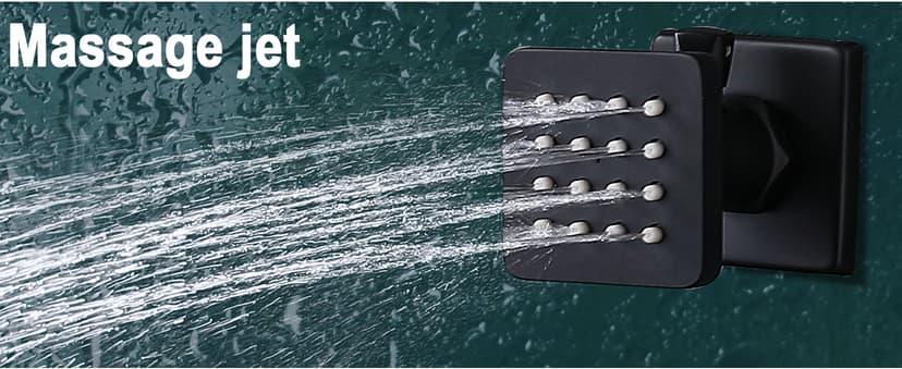 Full Body Rain Shower System - 16inch Matte Black LED Rain Shower Thermostatic Faucet Set - Spray Jet with On-off Switch, Can Run Together