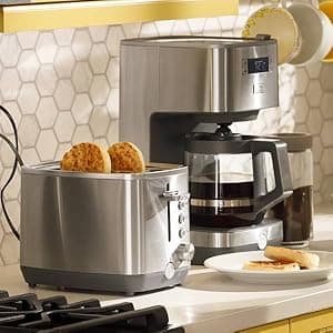 GE 2 Slice Stainless Steel Toaster, Extra Wide Slots for Toasting Bagels, Breads, Waffles & More, 7 Adjustable Shade Settings, Removable Crumb Tray, Countertop Kitchen Essentials, 850 Watts