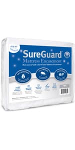 SureGuard Queen Size Mattress Protector - 100% Waterproof, Hypoallergenic - Premium Fitted Cotton Terry Cover White