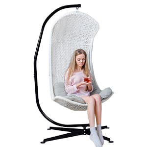 Giantex Hammock Chair Stand Only, Heavy Duty Steel C-Stand for Hanging Chair, 360° Rotation Egg Chair Stand W/Carabiner, 2" Diameter Steel Pipe, 81.5" H Stand for Swing Chair Outdoor Indoor