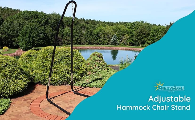 Sunnydaze Adjustable Hammock Chair Stand Only - 79-Inch to 93-Inch Tall Hanging Chair Stand - Heavy-Duty 330-Pound Weight Capacity