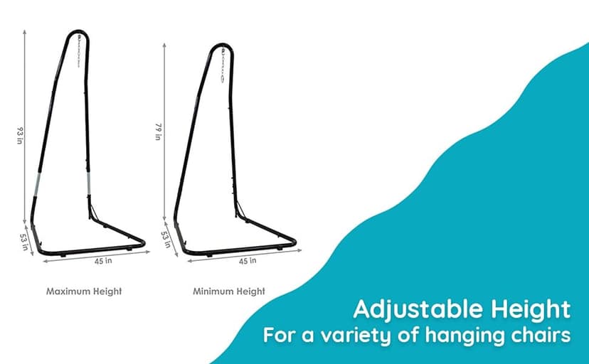 Sunnydaze Adjustable Hammock Chair Stand Only - 79-Inch to 93-Inch Tall Hanging Chair Stand - Heavy-Duty 330-Pound Weight Capacity
