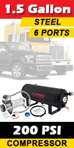 Vixen Horns 12V Air Compressor with Tank 1.5 Gallon - 150 PSI Working Pressure Onboard Air System for Train Horns/Inflating Tires, VXO8315
