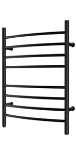 HEATGENE Towel Warmer, Compact Electric Towel Warmer for Small Bathroom, Wall-Mounted Electric Towel Racks, Plug-in/Hardwired Electric Towel Rails - Matte Black