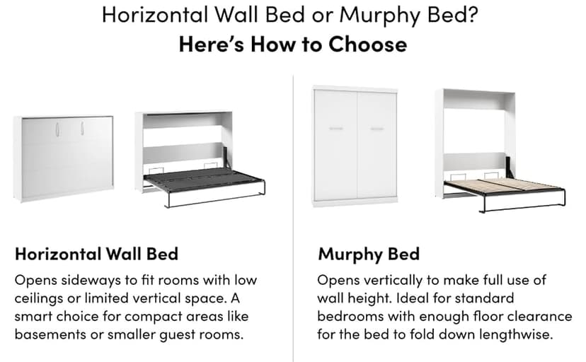 Bestar Claremont Full Murphy Bed with Closet Organizer (79W) in Platinum Gray, Sleeping Arrangement for Multipurpose Room