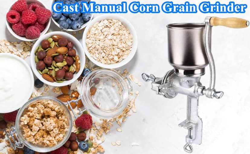 GOTOTOP Hand Crank Grain Mill Grain Grinder Machine Corn Nut Flour Mill Kitchen Tool Equipment for Wheat Nuts Food Seeds with Table Clamp 12.6 x 16.9inch