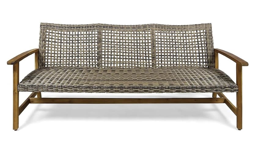 Christopher Knight Home Marcia Outdoor Wood Sofa, Wicker, 75.50 x 31.00 x 31.50, Gray, Natural Stained Finish