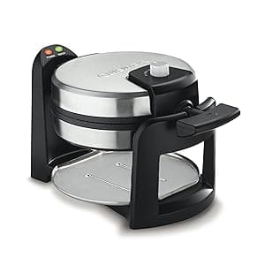 Cuisinart WAF-F30 Round Flip Belgian Waffle Maker, Black/Silver, 1 inch thick
