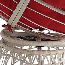 OSP Home Furnishings Wicker Papasan Chair with 360-Degree Swivel, White Frame with White Cushion