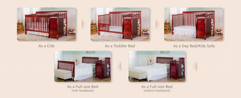 Dream On Me 5 in 1 Brody Convertible Crib With Changing Table, Converts From Crib to Toddler Bed, Day Bed and Kids Sofa and Full Size Bed, JPMA Certified Baby Crib