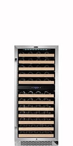 Whynter BWR-0922DZ 92 Wine Bottle Built-in or Freestanding Stainless Steel Dual Zone Compressor Large Capacity Refrigerator Rack for Open LED Display, Dark Grey-92 Grey