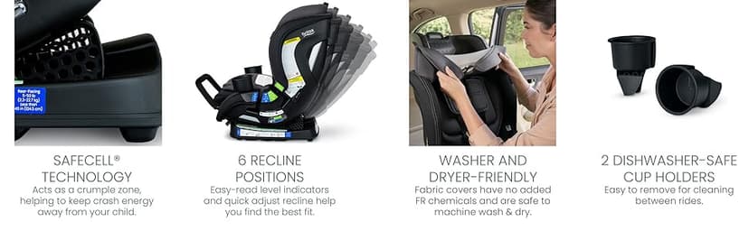 Britax Poplar S Convertible Car Seat, 2-in-1 Car Seat with Slim 17-Inch Design, ClickTight Technology, Glacier Graphite