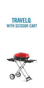 Napoleon TravelQ PRO285X Portable Propane Gas Grill with Foldable Scissor Cart, Black, 2 Burners, Tailgating, Camping, and Small Outdoor Spaces