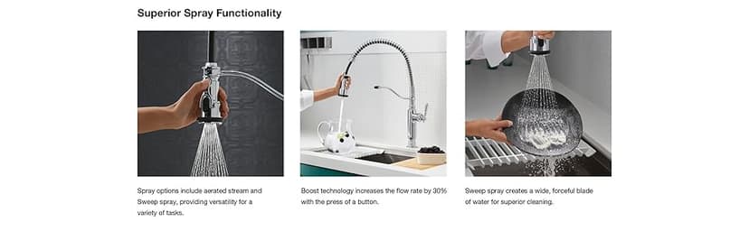 KOHLER Tournant Semi-Professional Pull-Down Kitchen Sink Faucet, Commercial Kitchen Faucet with Pull Down Sprayer, 77515-VS, Vibrant Stainless