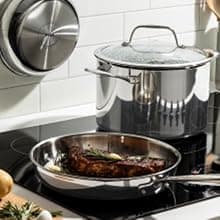 T-Fal Pro Tri-Ply Stainless Steel Cookware Set 13 Piece, Induction Compatible Oven Safe 500F, Lids 350F, Fast & Even Heat, Professional Quality & Durability, Pots and Pans Set, Dishwasher Safe, Silver