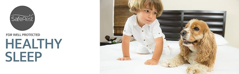 SafeRest Waterproof King Size Mattress Protector - Fitted with Stretchable Pockets - Machine Washable Cotton Mattress Cover for Bed