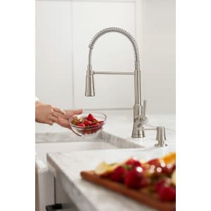 hansgrohe Joleena Brushed Nickel Commercial Kitchen Faucet, Kitchen Faucets with Pull Down Sprayer, Faucet for Kitchen Sink, Polished Nickel 04792830 19.3-Inches Tall
