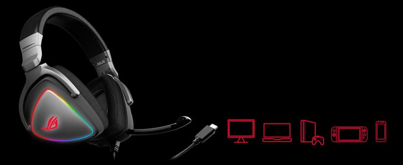 ASUS Gaming Headset ROG DELTA | Headset with Mic and Hi-Res ESS Quad-DAC | Compatible Gaming Headphones for PC, Mac, PS4, Xbox One | Aura Sync RGB Lighting,Black