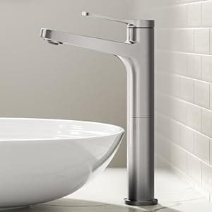 KRAUS Indy Single Handle One Hole Bathroom Sink Faucet in Spot-Free Brushed Nickel, KBF-1411SFBN