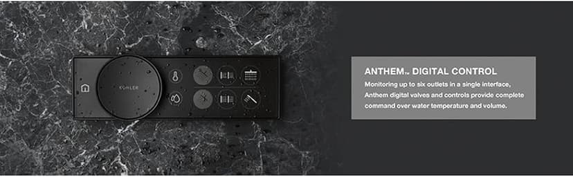 KOHLER Anthem + Digital Control Steamhead in Vibrant Brushed Moderne Brass, Large Dial for Temperature + Flow Rate Adjustment, Features System Warm-Up + Pause Option, Includes Optional Flow Restrictor