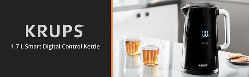 KRUPS Smart Temp Electric Kettle: 1.7L Capacity, 5 Precise Temperature Settings, Digital Display, Cool-Touch Exterior, Cordless Design for Tea and Coffee Lovers