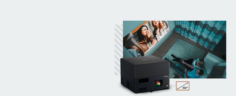 Epson EpiqVision Mini EF12 Smart Streaming Laser Projector, HDR, Android TV, Movies, Family Gaming, Portable, sound by Yamaha, 3LCD, Full HD 1080p, 1000 lumens Color & White Brightness Bluetooth Black