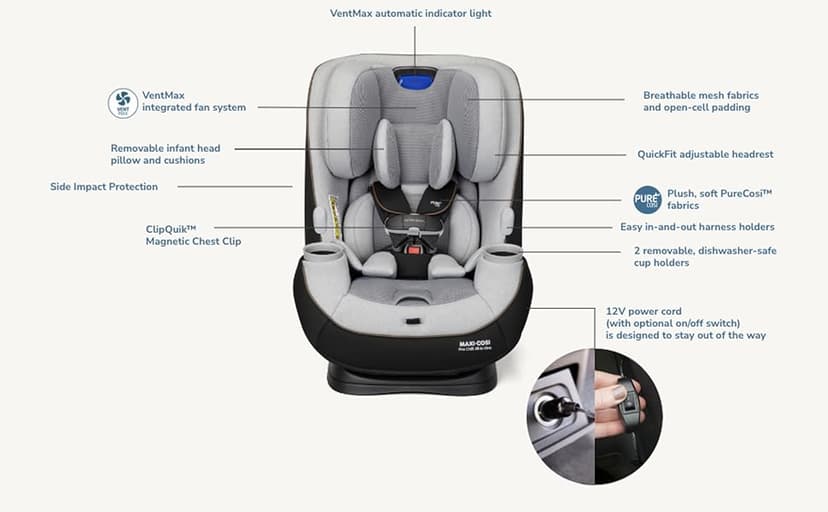 Maxi-Cosi™ Pria Chill All-in-one Convertible Baby Car Seat, Infant/Newborn Car Seat with VentMax, Car Seats for Toddlers