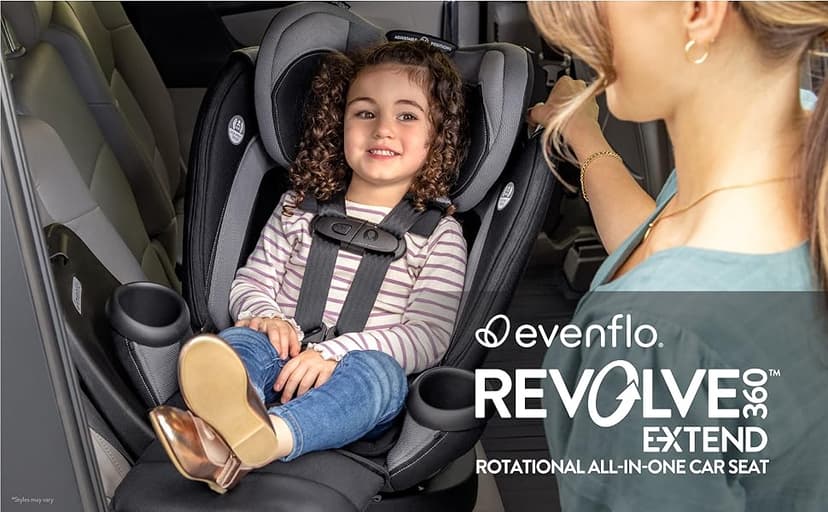 Evenflo Revolve360 Extend All-in-One Rotational Car Seat with Quick Clean Cover (Revere Gray)