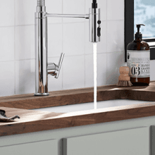 KOHLER 24982-BL Purist Commercial Style Pre-Rinse Kitchen Faucet with 3-Function Sprayhead, Kitchen Sink Faucet with Pull Down Sprayer, Matte Black