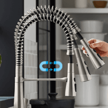 KOHLER 24982-BL Purist Commercial Style Pre-Rinse Kitchen Faucet with 3-Function Sprayhead, Kitchen Sink Faucet with Pull Down Sprayer, Matte Black