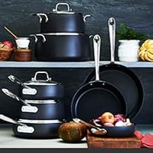 All-Clad HA1 Hard Anodized Non Stick Fry Pan Set 2 Piece, 8, 10 Inch, Induction, Oven Broiler Safe 500F, Pots and Pans Set, Kitchen Frying Pans, Skillets, Premium Cookware, Home, Dishwasher Safe Black