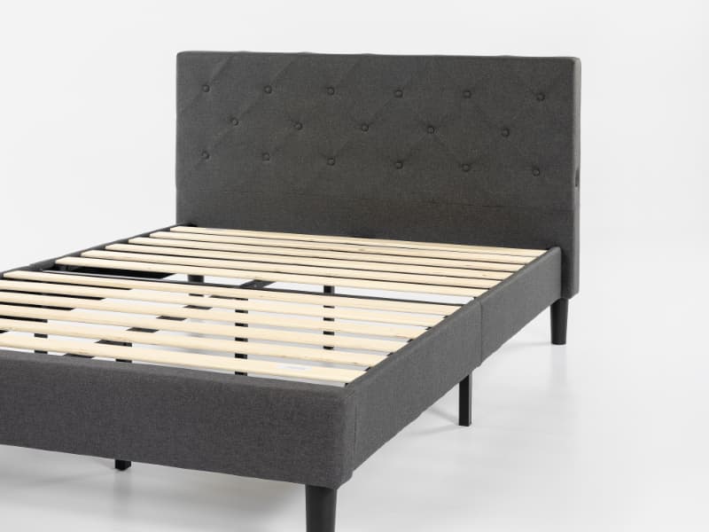 ZINUS Shalini Upholstered Platform Bed Frame, Mattress Foundation, Wood Slat Support, No Box Spring Needed, Easy Assembly, Dark Grey, Queen