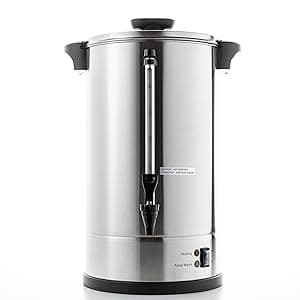 SYBO SR-CP-100B Commercial Grade Stainless Steel Percolate Coffee Maker Hot Water Urn for Catering, 100-Cup 16 L, Metallic
