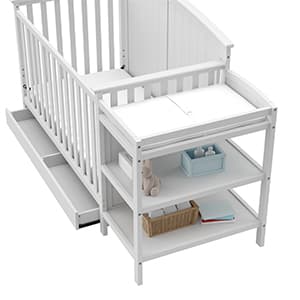 Storkcraft Steveston 5-in-1 Convertible Crib and Changer with Drawer (Gray) – GREENGUARD Gold Certified, Crib and Changing Table Combo with Drawer, Converts to Toddler Bed, Daybed and Full-Size Bed