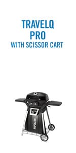 Napoleon TravelQ PRO285X Portable Propane Gas Grill with Foldable Scissor Cart, Black, 2 Burners, Tailgating, Camping, and Small Outdoor Spaces