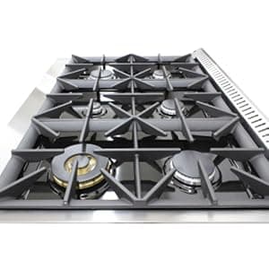 DE360GRSSS Gas Range Cooktop 36-Inch with Porcelain Convection Oven and Broil Function, 6 Sealed Burners and Continuous Grates with Stainless Steel Construction, Silver