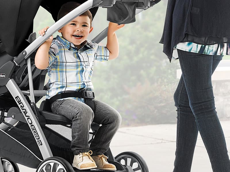 Chicco BravoFor2 Standing/Sitting Double Stroller - Iron | Black/Grey