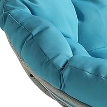 OSP Home Furnishings Wicker Papasan Chair with 360-Degree Swivel, White Frame with White Cushion