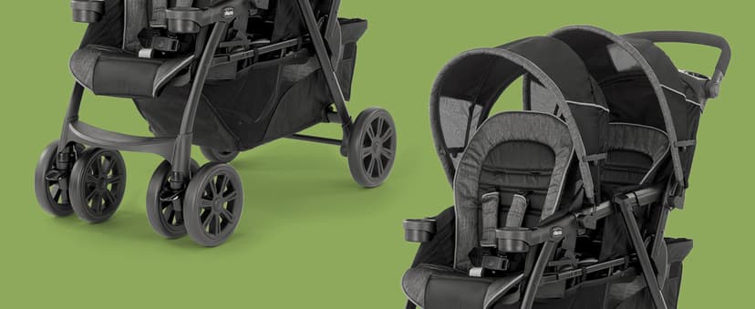 Chicco Cortina Together Double Stroller - Minerale | Black/Silver